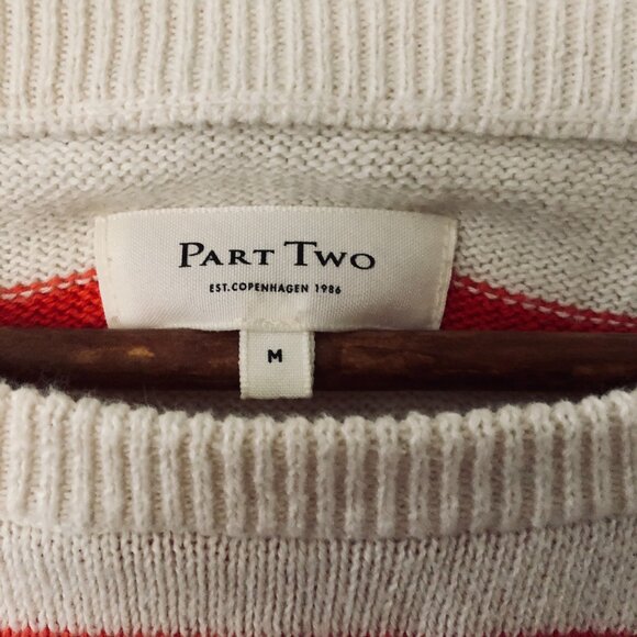[Women's M] PART TWO Cashmere Cotton Breton Stripe Sweater Nautical Preppy - Picture 5 of 8